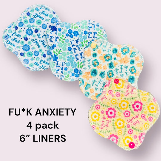 *LIMIT ONE PER PERSON* 6" Small F*CK ANXIETY/PROFANITY Liners (SET OF 4)